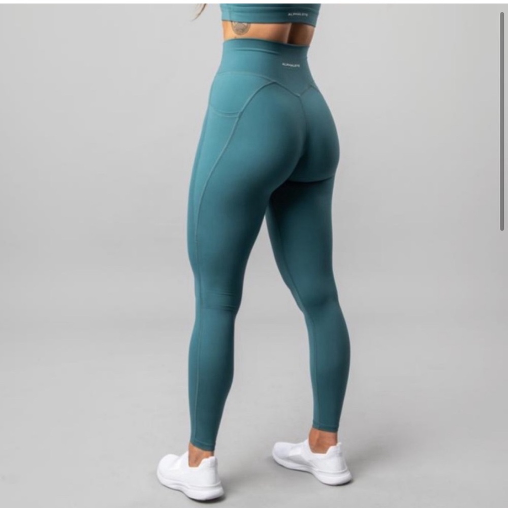 Alphalete Alphalux Full Length High Rise Leggings Trident Blue Size Small